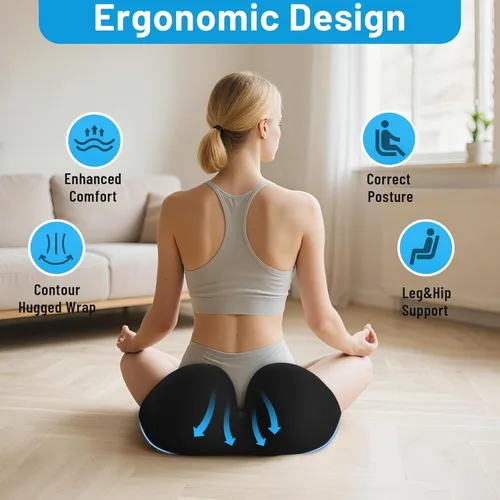 Miniatura 7 de Cushzone Cojín de asiento, cojines de espuma viscoelástica para silla de oficina, diseño curvado ergonómico para ciática, coxis, soporte de asiento