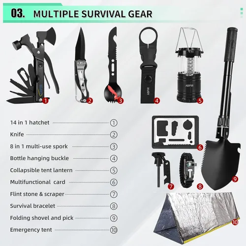 Miniatura 4 de Kit de primeros auxilios de supervivencia de 171 piezas con equipo de supervivencia, suministros de primeros auxilios, tienda de campaña