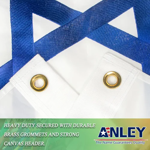Miniatura 4 de Bandera de Israel de la serie Anley EverStrong de 3x5 pies de alta resistencia - rayas bordadas y cosidas - 4 filas de costuras en el borde