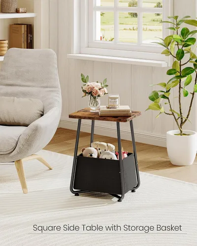 Miniatura 2 de CHOEZON Mesa auxiliar de guardería con cesta de tela extraíble, mesa auxiliar pequeña para espacios pequeños, mesita de noche para guardería, sofá
