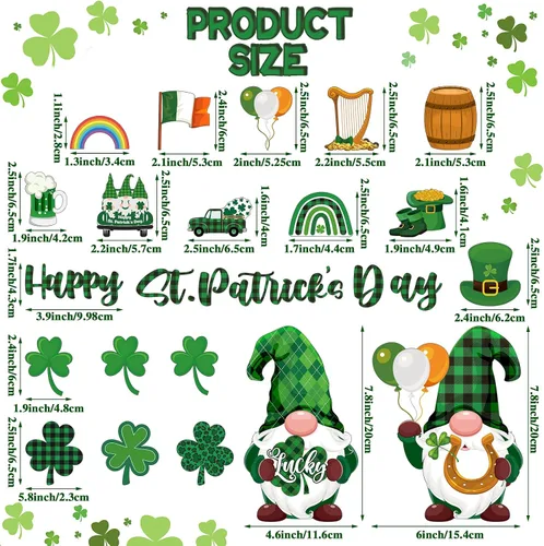 Miniatura 2 de 25 piezas de imanes de refrigerador de gnomos del Día de San Patricio Adhesivos magnéticos de decoración de fiesta irlandesa de trébol