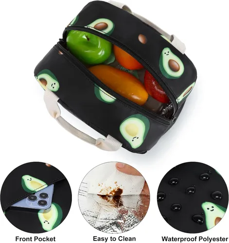 Miniatura 4 de Lonchera con diseño de aguacate para mujeres y niñas, con aislamiento, reutilizable, para niños, adultos, escuela, trabajo, picnic, viajes