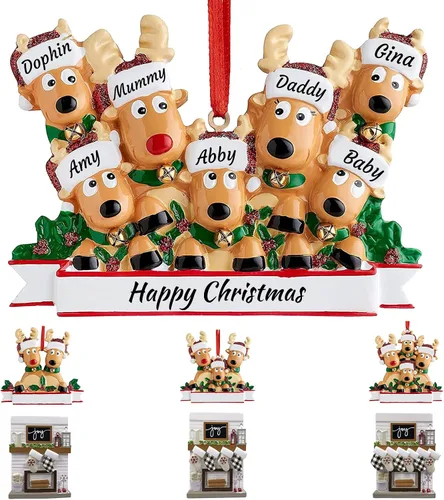 Miniatura 18 de Mantel de chimenea, adornos de Navidad personalizados para la familia, 2025, medias personalizadas, familia de 2, 3, 4, 5, 6 nombres, adorno