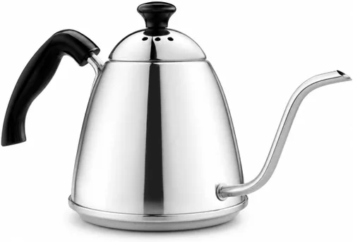 Fino Hervidor de café con cuello de cisne, acero inoxidable 18/8, 6 tazas, capacidad de 1 L