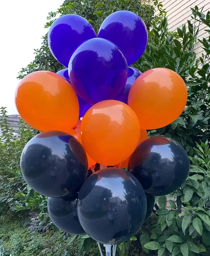 Miniatura 3 de 60 globos de látex de 12 pulgadas en negro, naranja y morado, Halloween, graduación, cumpleaños, baby shower, decoraciones de fiesta