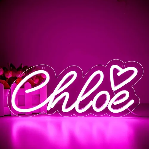 Letrero de neón grande con nombre de Chloe para decoración de pared, luz LED de neón con nombre de Chloe para dormitorio de niños, decoración de