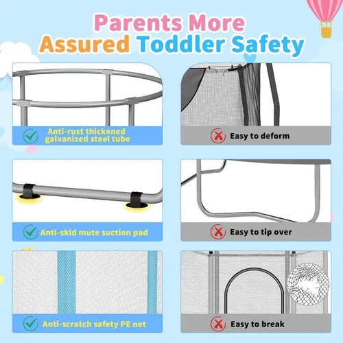 Miniatura 3 de HomeCare 55" Trampoline for Kids, 440lbs Capacity ASTM-Approved Mini Toddler Trampoline with Safety Enclosure Net,4 in 1 Adjustable Gymnastics Bar &