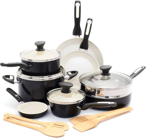 Miniatura 2 de GreenPan Rio Healthy Ceramic - Juego de ollas y sartenes antiadherentes de cerámica de 16 piezas, sin PFAS y Rio Healthy Ceramic antiadherente de 8