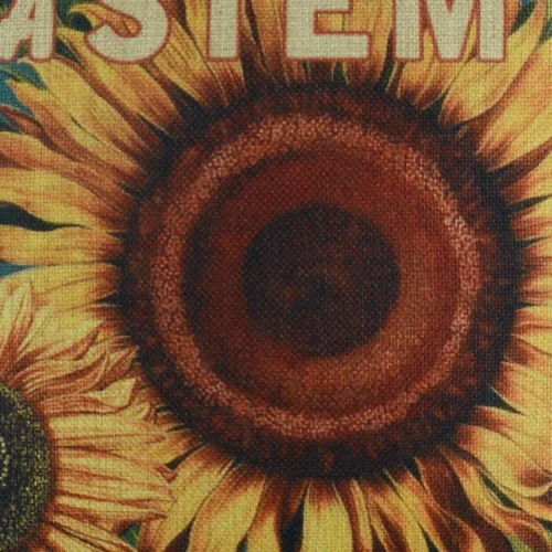 Miniatura 2 de Funda de cojín de arpillera de 18.0 x 18.0 in, diseño de girasol, Algodón, Estándar