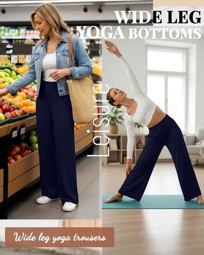 Miniatura 91 de Neer - Conjunto de 3 pantalones de yoga de pierna ancha para mujer - Pantalones deportivos cómodos, holgados, de cintura alta y casuales
