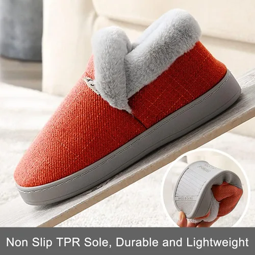 Miniatura 6 de Husmeu Pantuflas acogedoras de dormitorio para mujer con forro polar de espuma viscoelástica, antideslizantes, con parte trasera cerrada