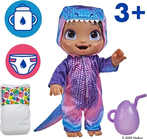 Miniatura 5 de Baby Alive Muñeca Dino Cuties, tiranosaurio, accesorios de muñeca, bebidas, húmedos, juguete de dinosaurio T-Rex para niños a partir de 3 años