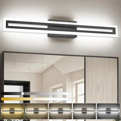 Miniatura 16 de SOLFART Luces de tocador de baño sobre espejo 14W 60 cm Luz de baño moderna negra 6000K ND