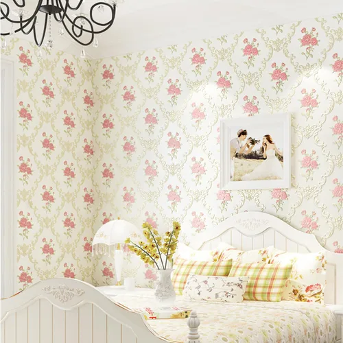Miniatura 5 de Papel tapiz vintage en relieve 3D con diseño floral para despegar y pegar, rosa rosado, papel de pared de flores, pegar y despegar, papel