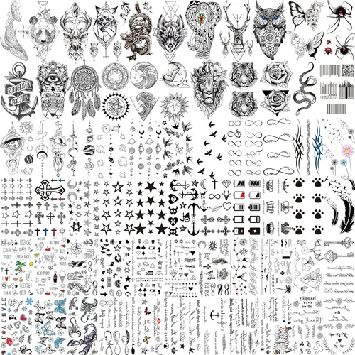 COKTAK 66 hojas de tatuajes temporales de animales negros pequeños para mujeres, hombres, niños, dedo, brazo, pequeño espacio luna Halloween