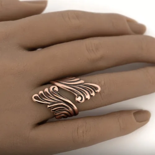 Miniatura 2 de Anillo de desplazamiento de cobre, anillo de derivación de cobre sólido, joyería de cobre puro ajustable