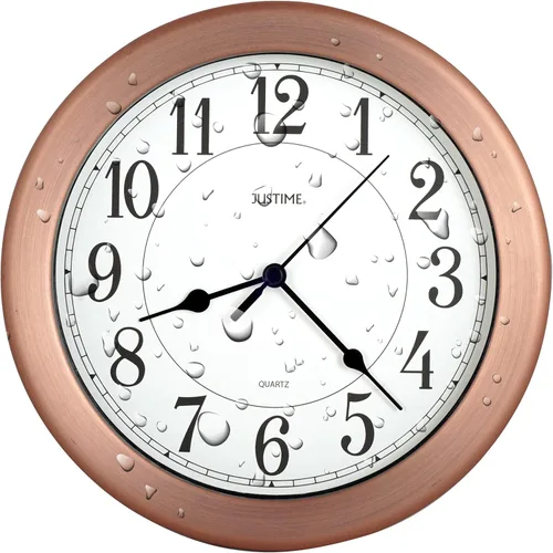 Miniatura 9 de JUSTIME Reloj de pared resistente al agua de 8.5 pulgadas para baño, cocina, barco, caravana, silencioso, sin tictac, funciona con pilas, montaje