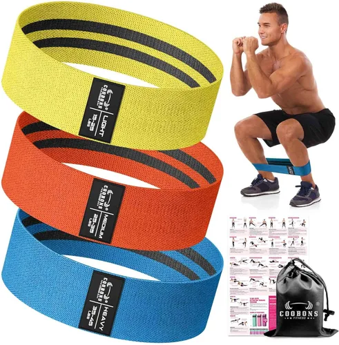 Miniatura 9 de Bandas de resistencia de tela para entrenar - Bandas de ejercicio para mujeres y hombres, bandas de trasero para piernas y glúteos, yoga, pilates