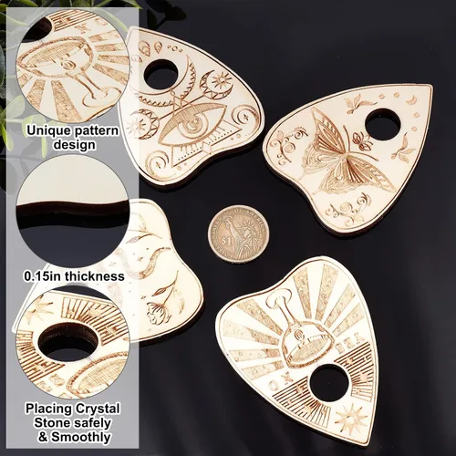 Miniatura 3 de CREATCABIN 4 soportes de cristal de madera, planchette, mini esfera de cristal, soporte de exhibición de bruja, decoración de bruja, suministros