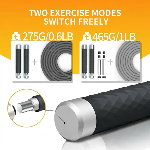 Miniatura 2 de PROIRON Cuerda de saltar con peso de 1 libra, cuerda de saltar con mango de aleación de aluminio, cuerda de saltar extra gruesa de 0.276 in
