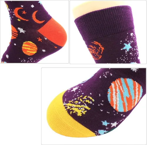Miniatura 4 de Brandless Calcetines divertidos y novedosos para hombre (6 pares) Astronauta Space Funky Colorido Casual Dress Socks, Multicolorido