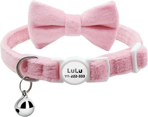 Miniatura 19 de Collares personalizados de gato con campana de lazo, liberación rápida, impresión HD, collares de gatito personalizados para niñas y niños