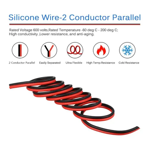 Miniatura 18 de BNTECHGO Cable de silicona calibre 12, 10 pies rojo y 10 pies negro, cable flexible de cobre estañado trenzado 12 AWG Alambre de silicona rojo