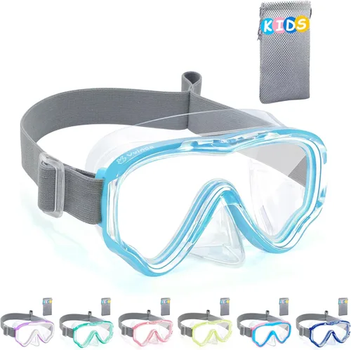 Miniatura 16 de Vvinca Kids-Goggles with Nose Cover, Diving Mask Elastic Fabric Strap Anti Fog Anti Shattered Lens for Kids Swim Goggles 3-14 11-verde