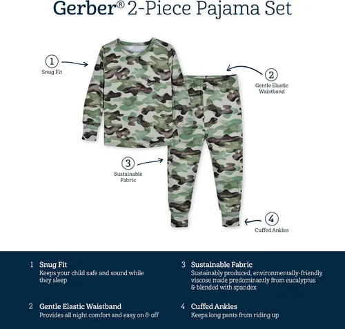 Miniatura 6 de Gerber Unisex Baby Toddler Buttery Soft 2-Piece Snug Fit Pajamas with Viscose Made from Eucalyptus