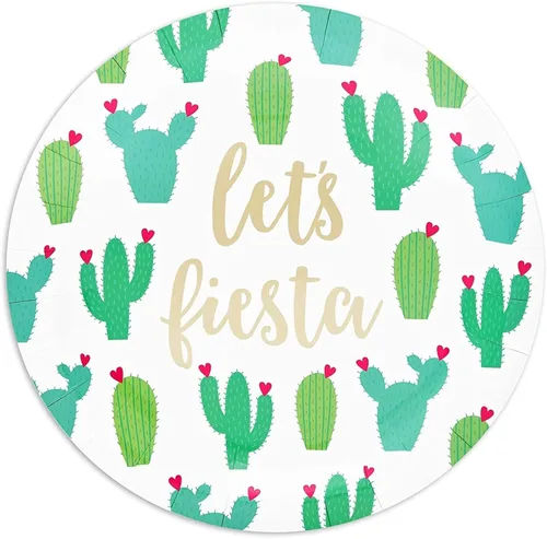 Miniatura 3 de Sparkle and Bash Fiesta - Platos de postre – Paquete de 48 unidades, 9 pulgadas, patrón de cactus multicolor – Platos de cactus de papel desechables