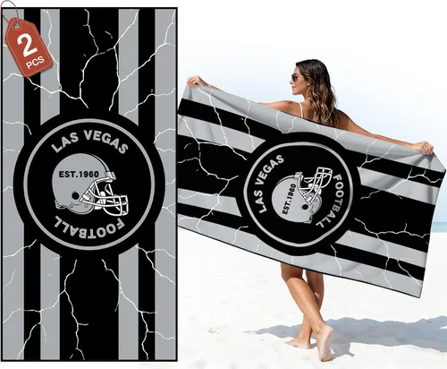 Miniatura 21 de Football Fan Thin Lightweight Microfiber Beach Towel Las Vegas City Themed Large Absorbent Oversized Towels Men Women Stuff Raiders Team Dad Husband