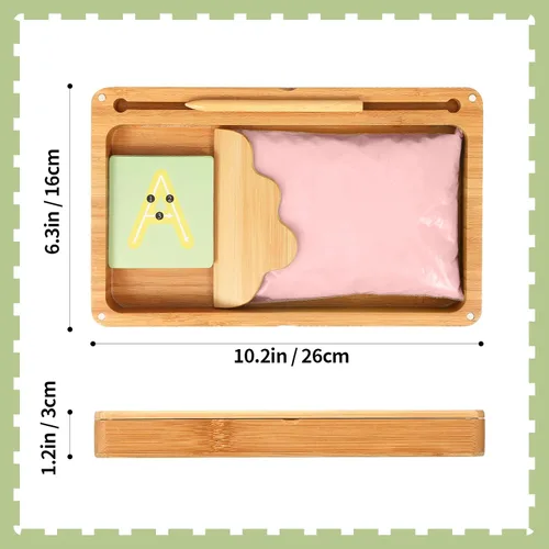 Miniatura 5 de AtMini Montessori Bandeja de arena con tapa, bandejas de arena de madera para niños que escriben letras y números, imprescindibles para el aula Rosa