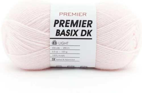 Miniatura 27 de Premier Yarns Basix Hilo DK, hecho de acrílico, hilo ideal para ganchillo y tejido, lavable a máquina, rosa camafeo, 3.5 onzas, 306 yardas Rosa Cameo