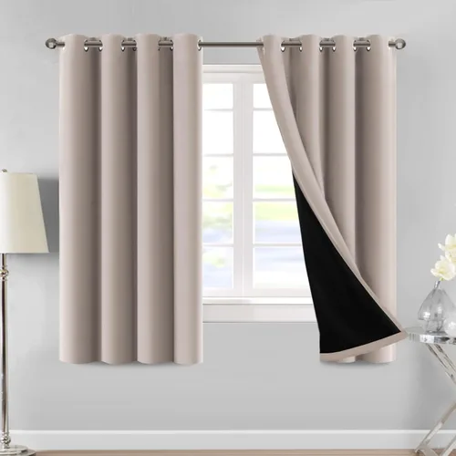 Miniatura 11 de MeilleMaison Paneles de cortina 100 % opacas para ventana de dormitorio, bloqueo de luz completa, de 84 pulgadas de largo, con aislamiento térmico