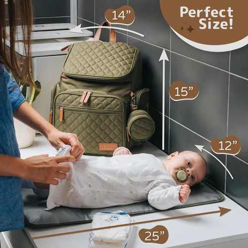 Miniatura 3 de Mochila grande para pañales para mamá y papá, bolsa de viaje unisex para bebé, 15 bolsillos, cambiador, correas para cochecito, elegante y lavable