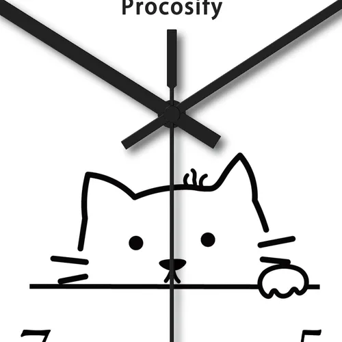 Miniatura 3 de Reloj de pared de plástico de 8 pulgadas, funciona con pilas, reloj redondo decorativo, gato blanco