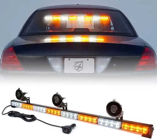 Miniatura 12 de Xprite Barra de luz de asesor de tráfico de 35.5 pulgadas, luces estroboscópicas LED de emergencia con 21 patrones de flash, montaje de succión