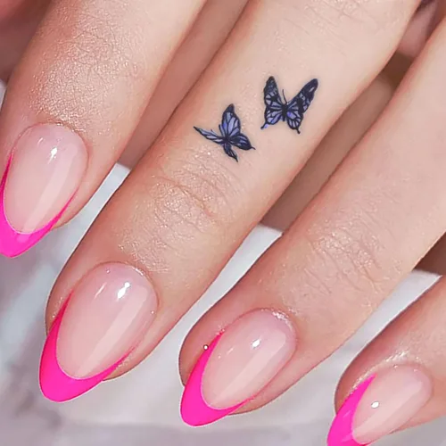Miniatura 10 de Uñas postizas cortas a presión, uñas postizas de otoño con punta francesa, color marrón, cobertura completa, con diseños de remolinos marrones, uñas
