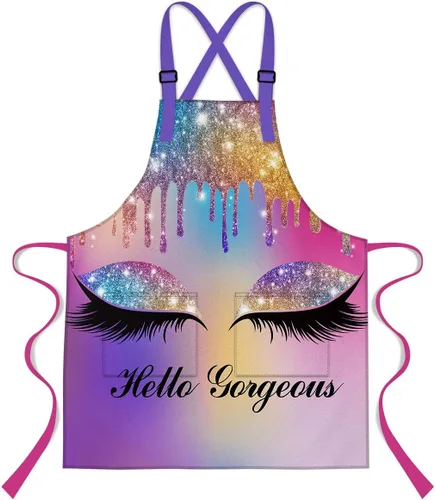 Delantal de cocina de 33.4 x 27.5 pulgadas, color mármol fluido, pestañas líquidas, párpados, estampado gráfico, delantal para cocinero, cocina,