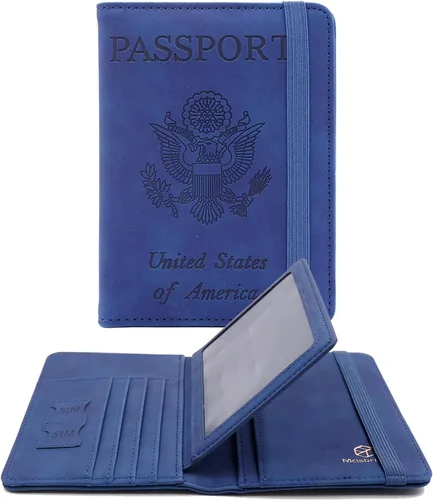 Miniatura 45 de Melsbrinna - Funda para pasaporte, ranuras para tarjetas, bonita funda para pasaporte para mujeres/hombres, resistente al agua con bloqueo RFID