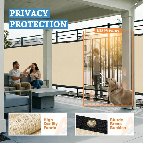 Miniatura 4 de Paneles de valla de privacidad de 5 x 1 pies, 90% bloackge, cubierta de malla resistente con ojales de latón para pared al aire libre, patio