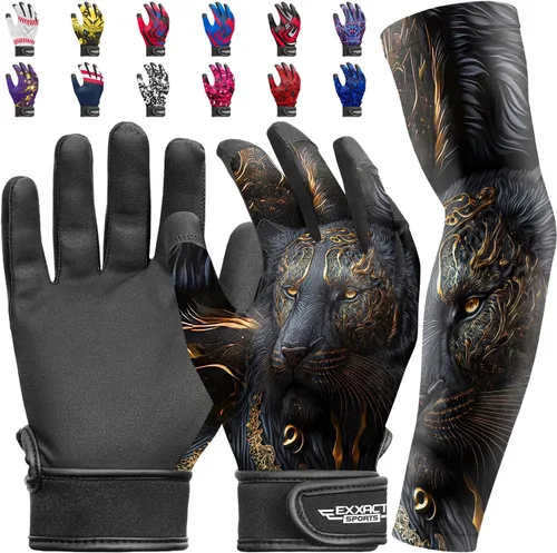 Miniatura 8 de Guantes de bateo para jóvenes de Exxact Sports con mangas para brazos para niños y niñas, guantes de béisbol para niños para bateo de sóftbol