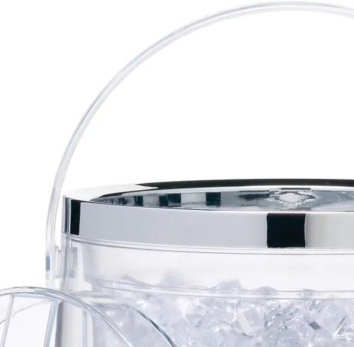 Miniatura 3 de BarCraft Cubo aislado de plástico con pinzas y tapa para hielo, 2,5 l, transparente