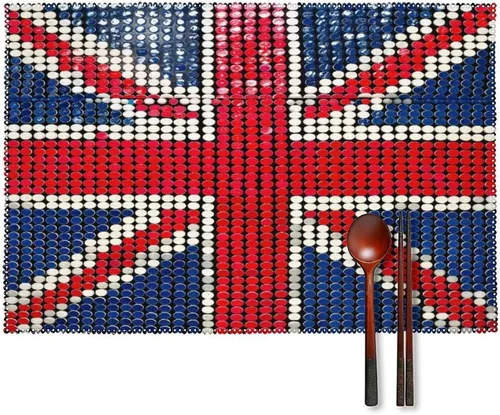 Juego de 6 manteles individuales vintage con bandera británica del Reino Unido y Londres, resistentes y lavables, para decoración de mesa de cena y
