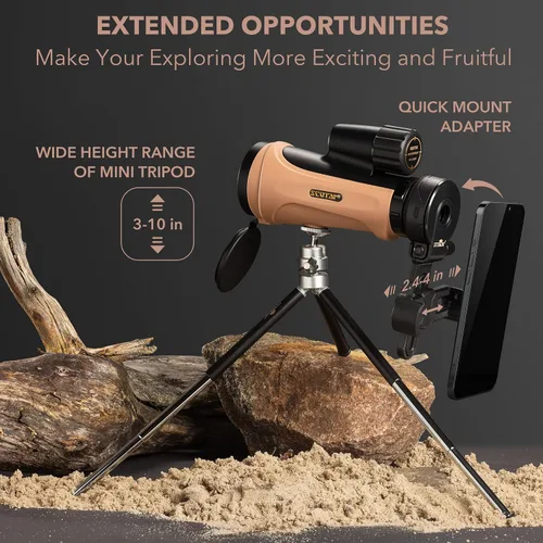 Miniatura 5 de Telescopio monocular de 12 x 50 - FMC a prueba de niebla, IP67 impermeable telescopio de mano - fase BAK4 y prisma recubierto dieléctrico - Juego