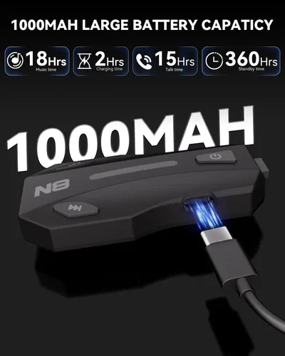 Miniatura 7 de N8 Mesh - Auriculares Bluetooth para motocicleta V5.4 para 8 conductores, sistema de comunicación de casco compatible con música y conversación