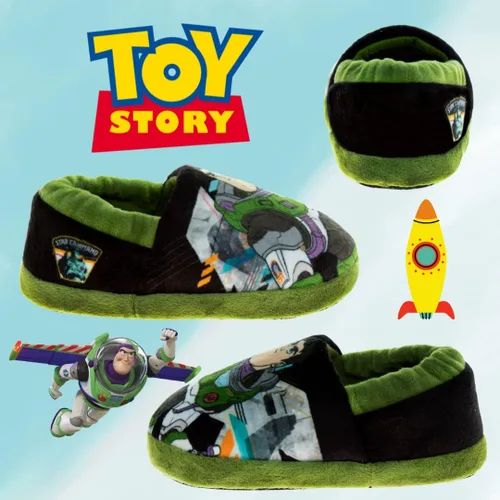 Miniatura 4 de Disney Lightning McQueen and Buzz Lightyear - Pantuflas de pijama para niños Pantuflas de felpa cálidas de doble tamaño para interiores bebéniño