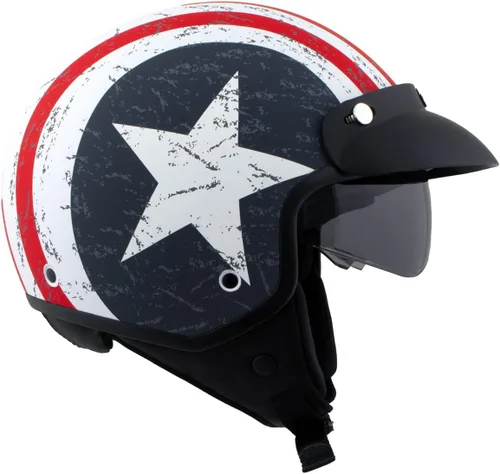 Miniatura 5 de Casco Milwaukee MPH9701DOT Maverick 3/4 de Cara Abierta con Barras y Estrellas para Motociclista, Casco DOT - Pequeño