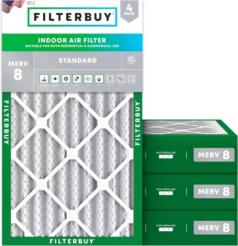 Miniatura 38 de Filterbuy - Filtro de aire de 20x20x1 MERV 8, Defensa Esencial contra el Polvo y las Alergias (paquete de 4), Filtros plisados electrostáticos