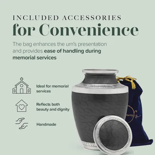 Miniatura 7 de Eternal Harmony Urna grande para cenizas, urna de cremación masculina y femenina para cenizas humanas con acabados elegantes, sello seguro y bolsa
